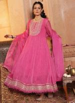 Organza Pink Festival Wear Emboidery Work Readymade Anarkali Suit